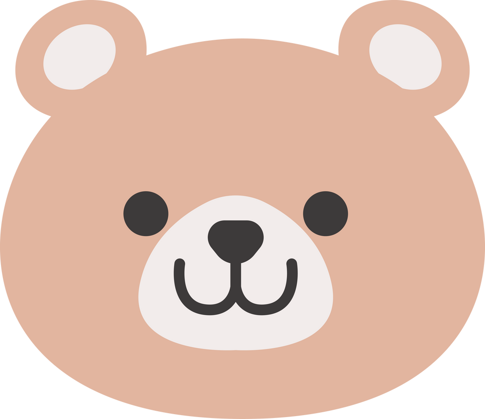 Bear face, animal face cute emojis, stickers, emoticons.
